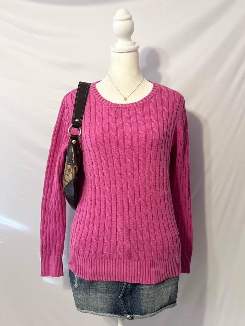 Y2K Hot Pink Preppy Knitted St John’s Bay Sweater